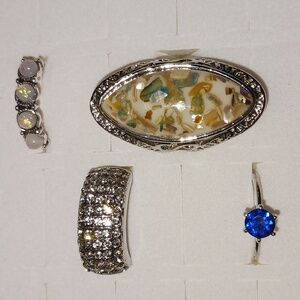 Size 6.5 Entire Collection of Elegant Silver and Green Jewelry Set